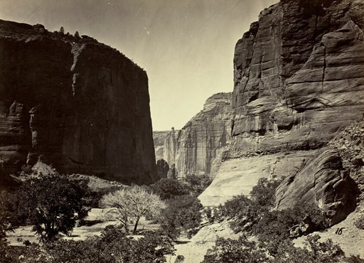 Head of Cañon de Chelle, Looking Down. Walls about 1200 feet in height