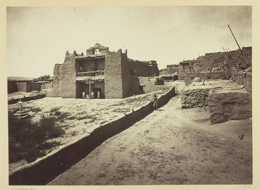 Old Mission Church, Zuni Pueblo, N.M. View from the Plaza