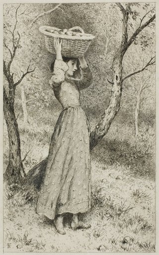 Young Girl in an Orchard with a Basket of Fruit