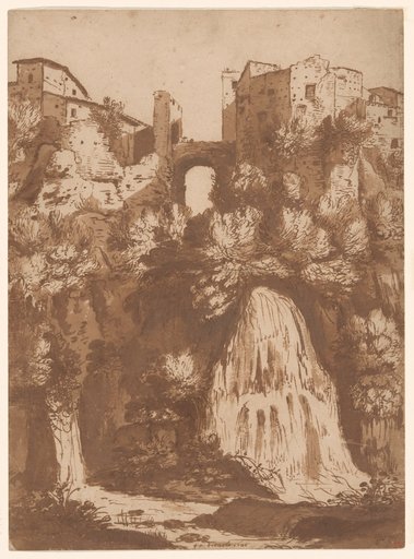 View of Tivoli with the Bridge Over the Anio Waterfall