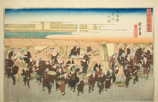 The Fish Market at Zakoba (Zakoba uoichi no zu), from the series "Famous Views of Osaka (Naniwa meisho zue)"
