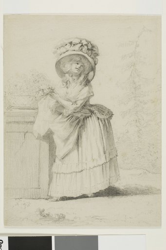 An Elegant Young Woman in a Garden