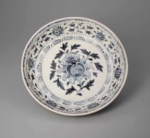Large Dish with Pomegranate and Leaf Design