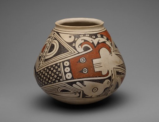 Jar with Two Plumed or Horned Serpents with Birds and P-shaped Motifs