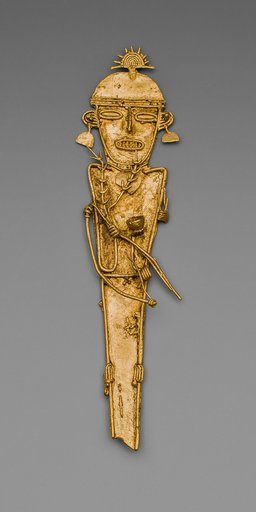 Figurine (Tunjo) of a Figure Holding Plants and Cup, Wearing a Crown