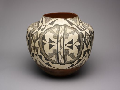 Black-and-White Storage Jar with Abstract Geometric Motifs