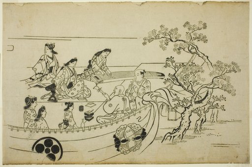 Flower-Viewing Party with Crest-Bearing Curtain, from the series "Flower Viewing at Ueno (Ueno hanami no tei)"