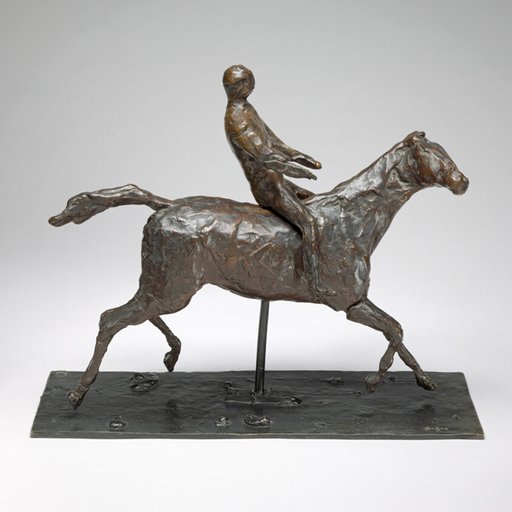 Horse with Jockey; Horse Galloping, Turning Head to the Right, Feet Not Touching the Ground