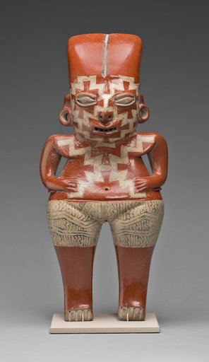 Female Figure with Geometric Face and Body Paint