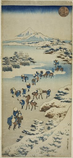 Crossing the Frozen Suwa Lake in Shinano Province (Shinshu Suwa kosui kori watari)