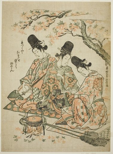 Parody of Palace Attendants Burning Maple Leaves to Heat Sake from "The Tale of Heike"