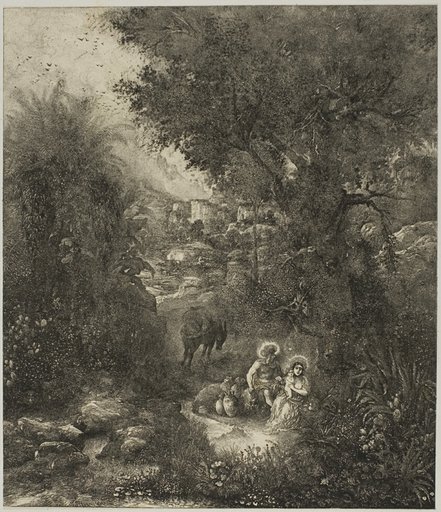 Rest on the Flight into Egypt with Saddled Donkey
