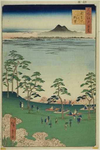 View to the North from Asuka Hill (Asukayama kita no chobo), from the series "One Hundred Famous Views of Edo (Meisho Edo hyakkei)"