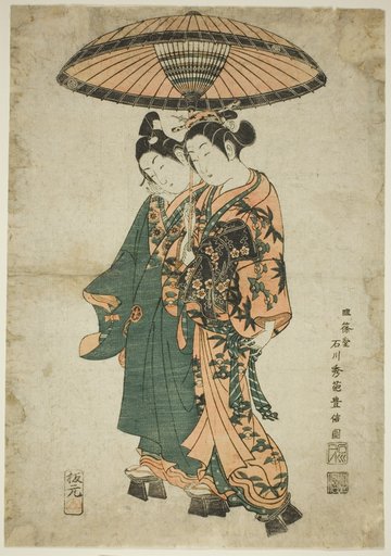 The Actors Sanogawa Ichimatsu I and Segawa Kikunojo I as lovers under an umbrella