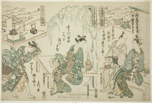 Enjoying the Evening Cool at Ryogoku - A Set of Three (Ryogoku suzumi sanpukutsui)