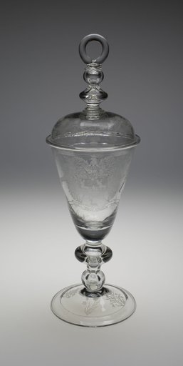 Covered Diamond-Engraved Armorial Marriage Goblet