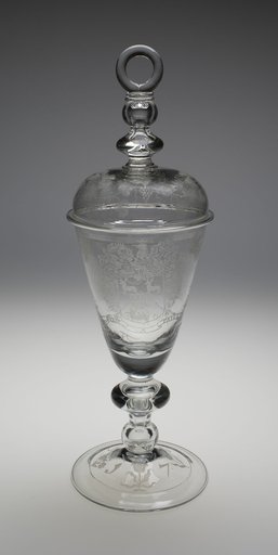 Covered Diamond-Engraved Armorial Marriage Goblet
