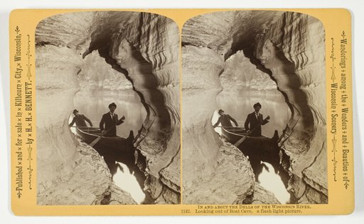 Looking out of Boat Cave, a flash light picture, No. 1132 from the series "In and About the Dells of the Wisconsin River"