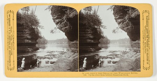 Up the river from behind Steamboat Rock, No. 119 from the series "In and About the Dells of the Wisconsin River"