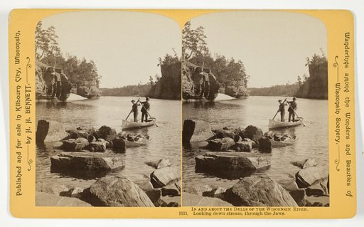 Looking down stream, through the Jaws, No. 1111 from the series "In and About the Dells of the Wisconsin River"