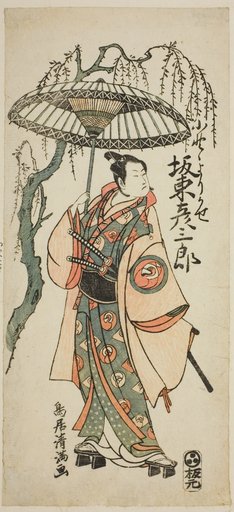 The Actor Bando Hikosaburo II as Ono no Yorikaze in the play "Ono no Tofu Aoyagi Suzuri," performed at the Morita Theater in the eighth month, 1764