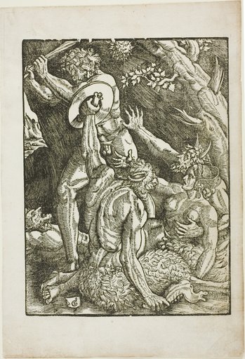 Hercules, Two Satyrs, and a Woman, plate two from The Labors of Hercules