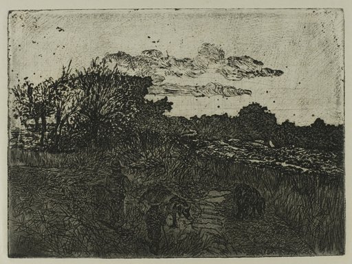 Country at Sunset with Swineherds