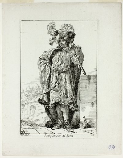 Ambassadeur de la Perse, plate eighteen from Caravanne du Sultan à la Mecque