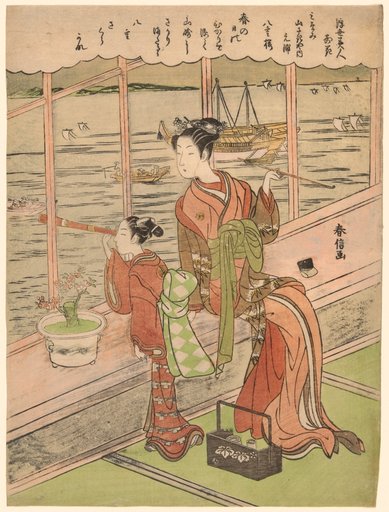 Double-Flowered Cherry: Motoura of the Minami Yamasakiya (Minami Yamasakiya uchi Motoura, Yaezakura), from the series "Beauties of the Floating World Compared to Flowers (Ukiyo bijin hana ni yosu)"