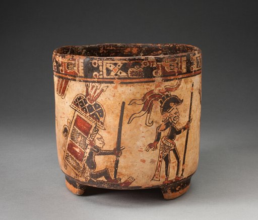 Tripod Vessel Depicting Monkey Hunters and Traders