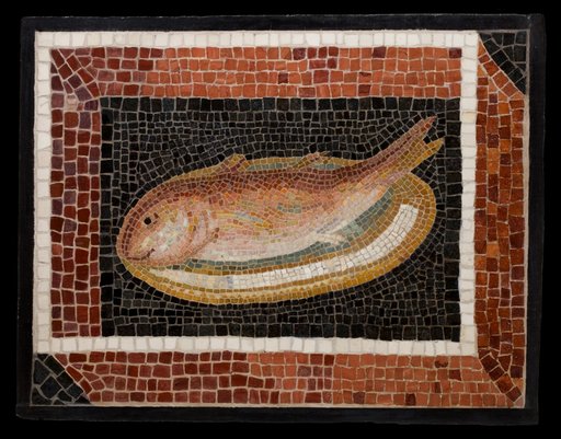 Mosaic Floor Panel Depicting a Fish on a Platter