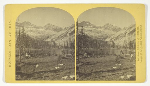 Alpine Lake, in the Cerro Blanco Mountains, Colorado. One of a group of ten lakes at the main head of Ute Creek. 11.000 feet above sea-level. Cerro Blanco Peak rises 14.269 feet abov the sea, lying to the westward, No. 45 from the series "Geographical Explorations and Surveys West of the 100th Meridian"
