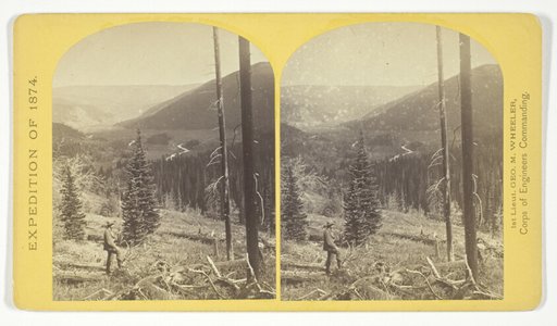 Cañon, Valley of the Conejos River, looking south from vicinity of "Lost Lakes", No. 36 from the series "Geographical Explorations and Surveys West of the 100th Meridian"