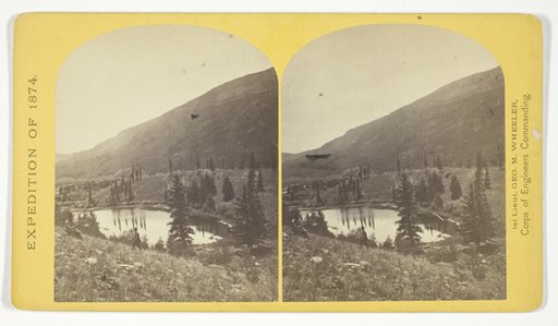 Beaver Lake, Conejos Cañon, Colorado, 9.000 feet above sea-level, and 30 miles from mouth of Cañon, No. 35 from the series "Geographical Explorations and Surveys West of the 100th Meridian"