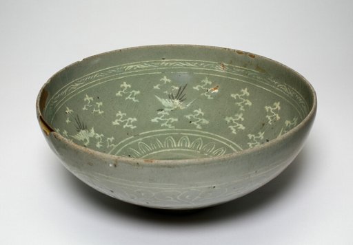 Bowl with Cranes Amidst Clouds