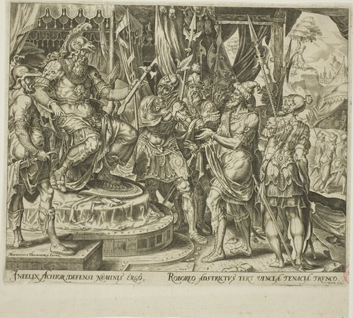 Achior Pleading with Holofernes for the Israelites, plate one from The Story of Judith and Holofernes