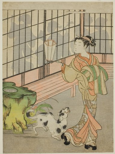 Courtesan Looking Back at Shadows on the Shoji