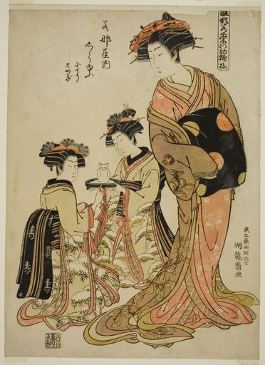 Shirayu of the Wakanaya, from the series "Models for Fashion: New Designs as Fresh as Young Leaves (Hinagata wakana no hatsu moyo)"