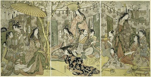 Picture of Hideyoshi and his Five Wives Viewing Cherry Blossoms at Higashiyama (Taiko gosai rakuto yukan no zu)