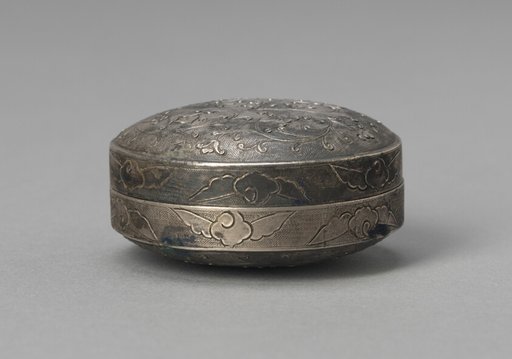 Covered Box with Floral Blooms, Tendrils, and Billowy Clouds