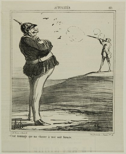 “-What a shame that I am not allowed go hunting,” plate 180 from Actualitiés
