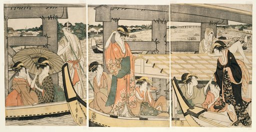 On top and beneath Ryogoku Bridge (Ryogokubashi no ue, shita)
