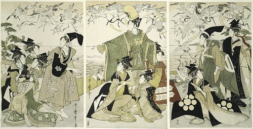 Parody of Minamoto no Yoritomo releasing cranes at Yuigahama