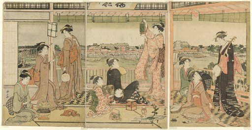 A Party Viewing the Moon Across the Sumida River