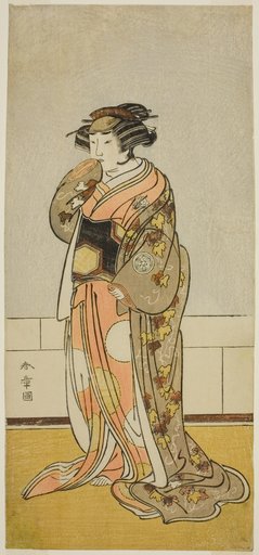 The Actor Yamashita Kinsaku II as Lady Kikusui (Kikusui Gozen) (?) in the Play Kaeribana Eiyu Taiheiki (?), Performed at the Nakamura Theater (?) in the Eleventh Month, 1779 (?)