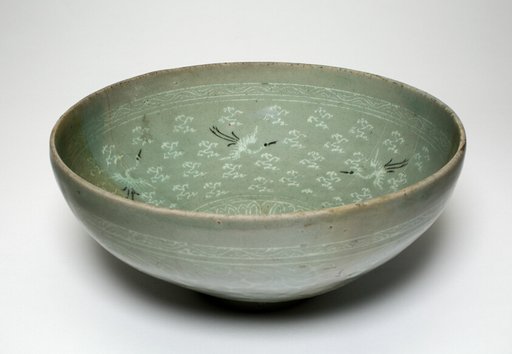 Bowl with Cranes Amidst Clouds
