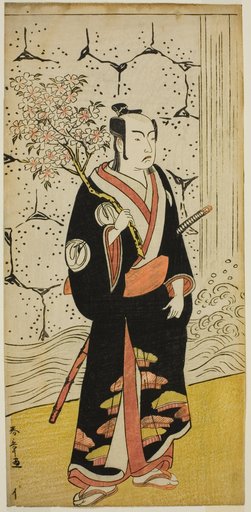 The Actor Sawamura Sojuro III as Sonobe Zaemon in the play "Shin Usuyuki Monogatari," performed at the Ichimura Theater in the eighth Month, 1779