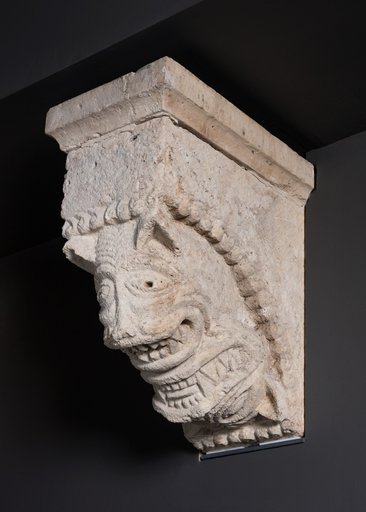 Corbel with Two Animal Masks from the Monastery Church of Notre-Dame-de-la-Grande-Sauve
