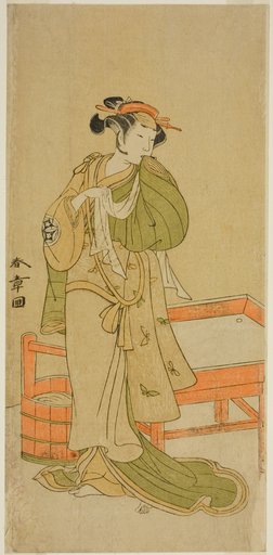 The Actor Yamashita Kinsaku II as Moshio in the Play Izu-goyomi Shibai no Ganjitsu, Performed at the Morita Theater in the Eleventh Month, 1772