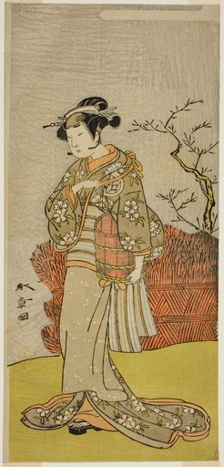 The Actor Yamashita Kinsaku II as Osaku (?) in the Play Onna Aruji Hatsuyuki no Sekai, Performed at the Morita Theater in the Eleventh Month, 1773